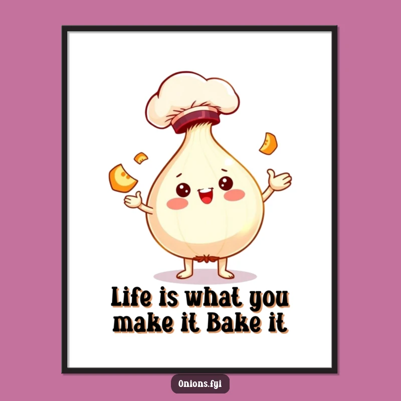 Funny Free Printable Wall Art: Juggling Chef Onion, Humorous Downloadable Art for Your Kitchen