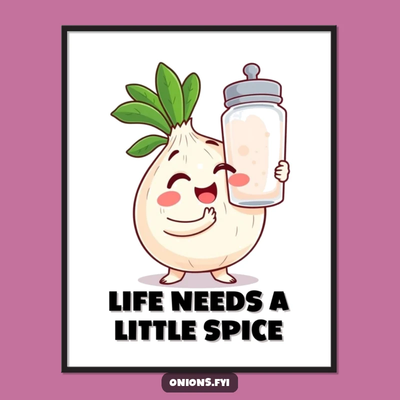 Free Printable Wall Art: Winking Onion with Salt Shaker, Funny Downloadable Kitchen Decor