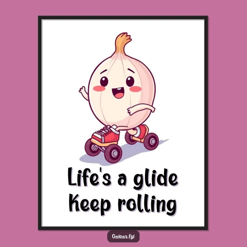 Free Printable Wall Art: Roller Skating Onion Funny Character Downloadable Art