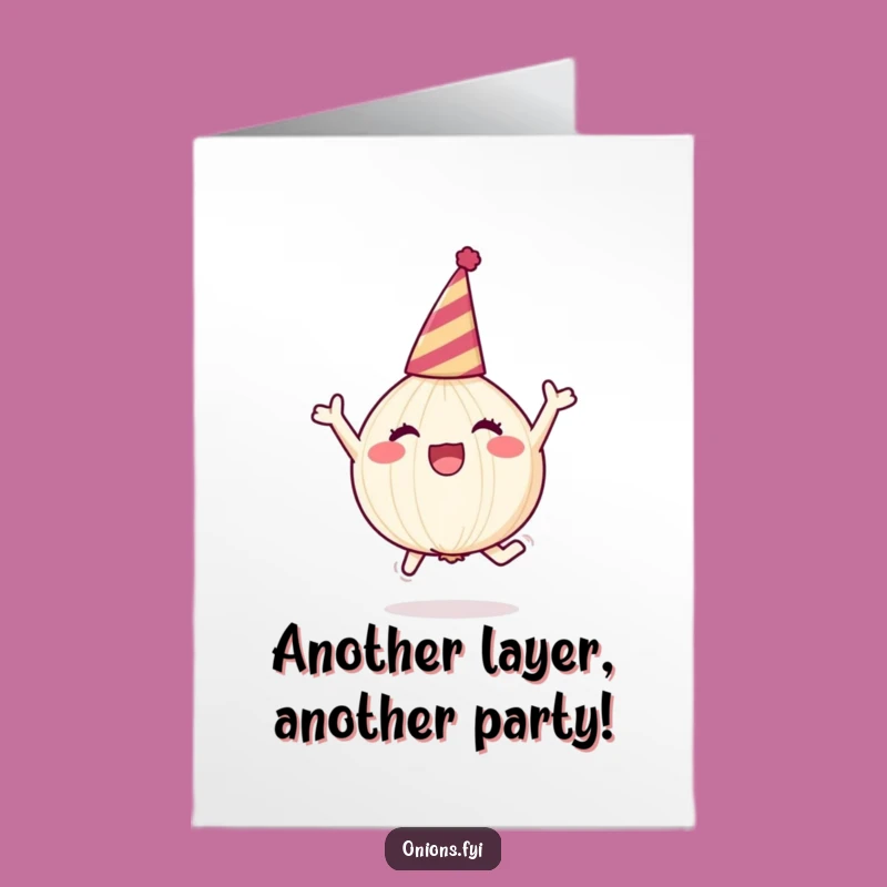 Free Printable Birthday Card: Joyful Onion Leaping for Birthday Fun!