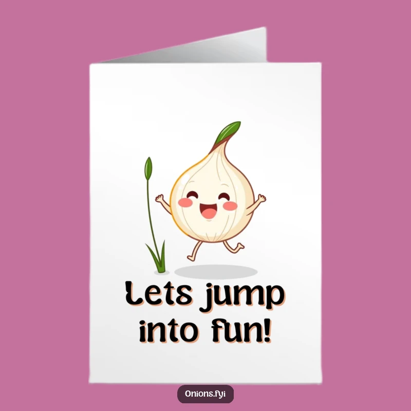 Free Printable Birthday Card: Energetic Onion Jumping Rope, Fun Downloadable