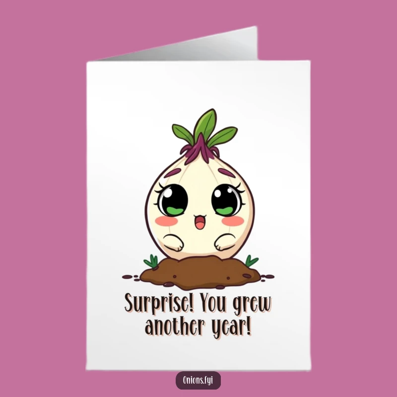 Funny Free Printable Birthday Card: Surprised Onion Emerging, A Humorous Downloadable Gift