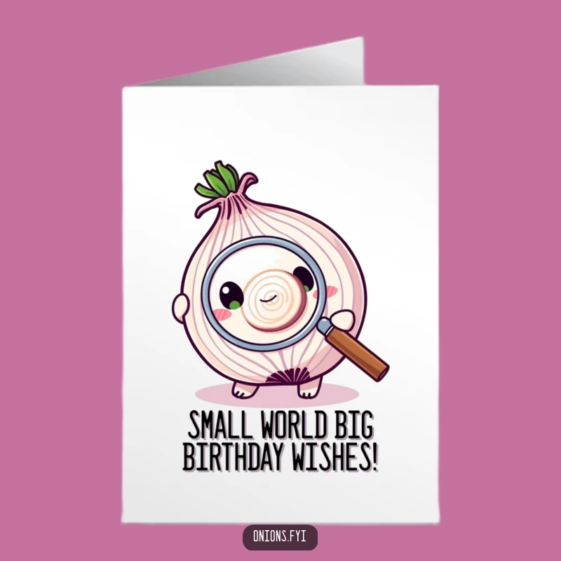 Free Printable Birthday Card: Onion Magnifying Funny Character Card Downloadable Gift