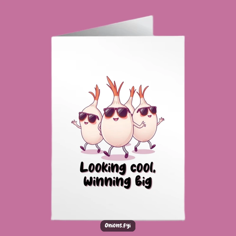 Free Printable Congrats Card: Dancing Onions Celebrate Your Win!
