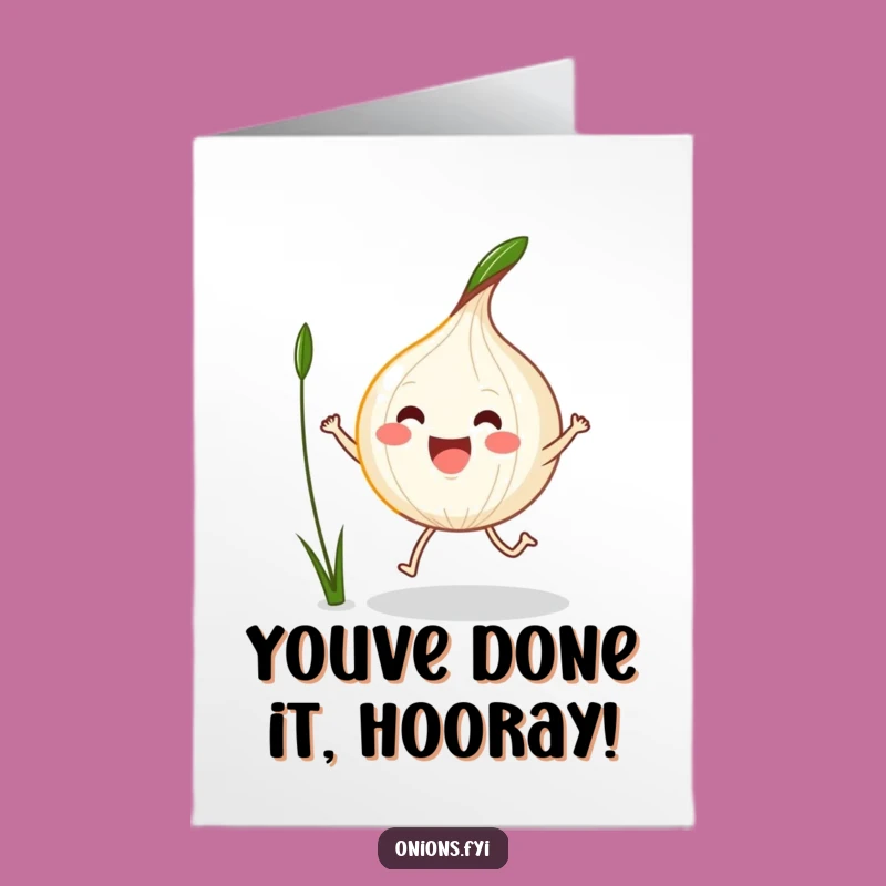 Free Printable Congrats Card: Energetic Onion Jumping, Celebrate Achievements