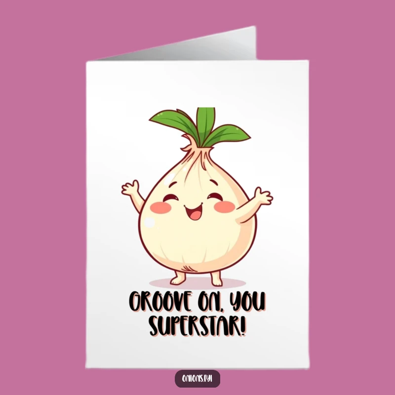 Free Printable Congrats Card: Groovy Onion Dancing Funny Downloadable