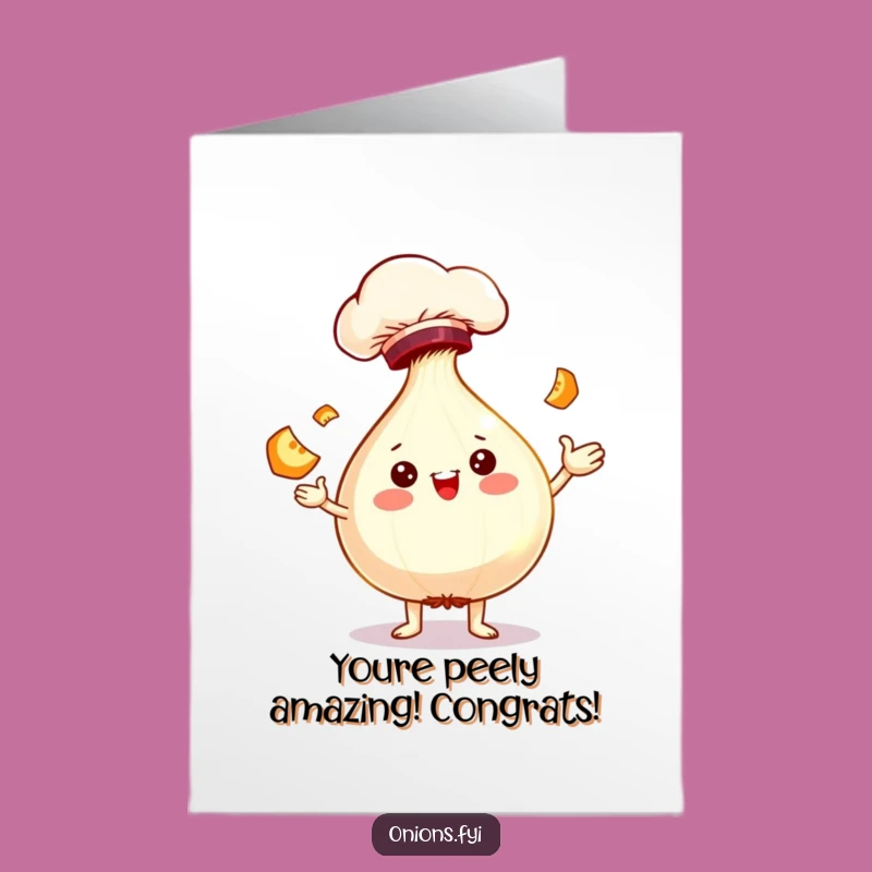 Free Printable Congratulations Card: Juggling Chef Onion for a Hilarious Success, Downloadable Gift