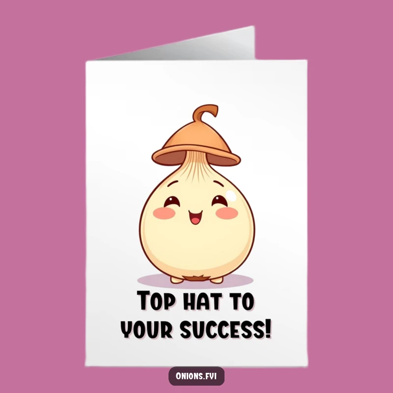 Free Printable Congrats Card: Dapper Onion in Hat, Celebrate with Style