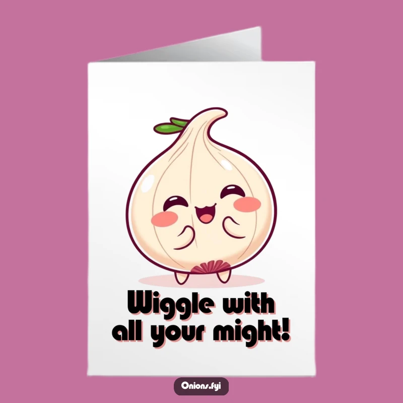 Free Printable Congrats Card: Wiggling Kawaii Onion, Joyful Downloadable Achievement Gift