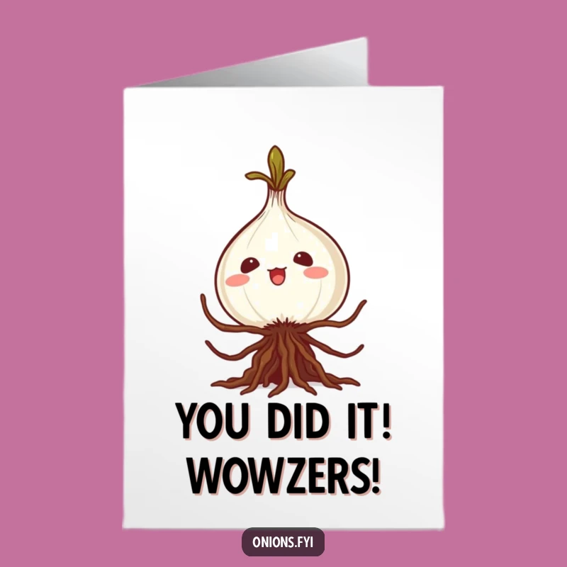 Free Printable Congratulations Card: Kawaii Onion's Silly Caper for Big Wins