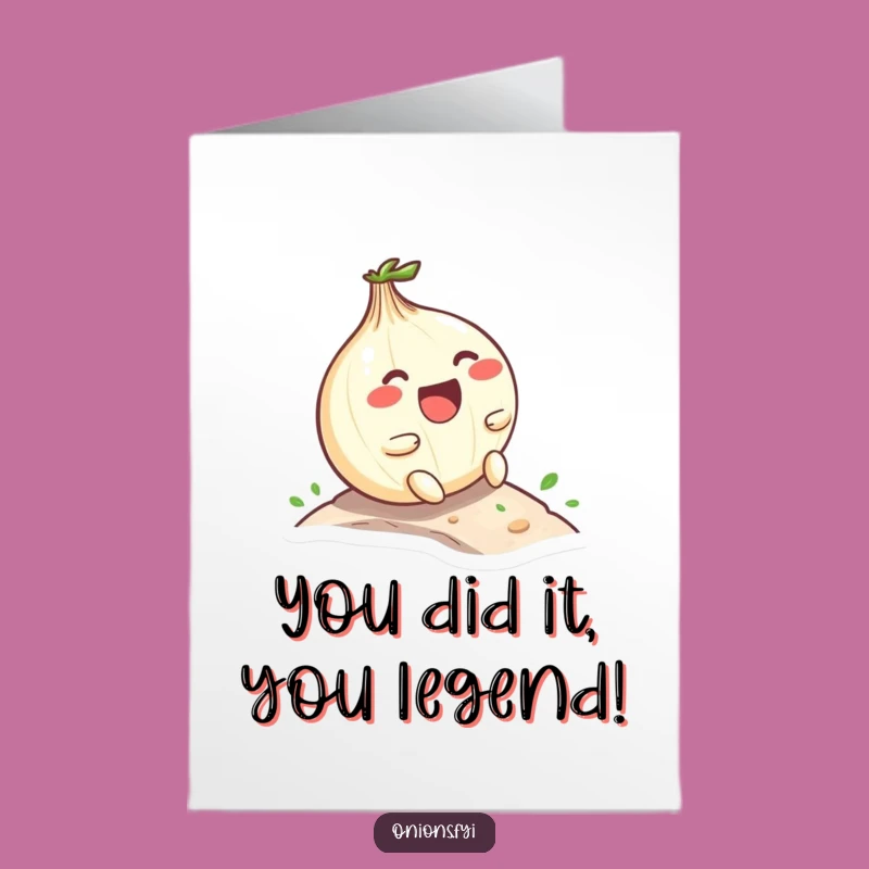 Free Printable Congrats Card: Onion Rolling Downhill Success, Downloadable Funny Gift