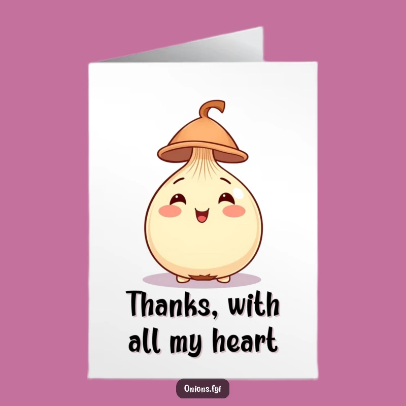 Free Printable Thank You Card: Stylish Onion in Hat, Express Gratitude