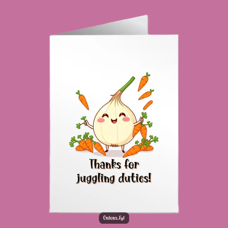 Funny Free Printable Thank You Card: Juggling Onion, Sweet Downloadable Gift