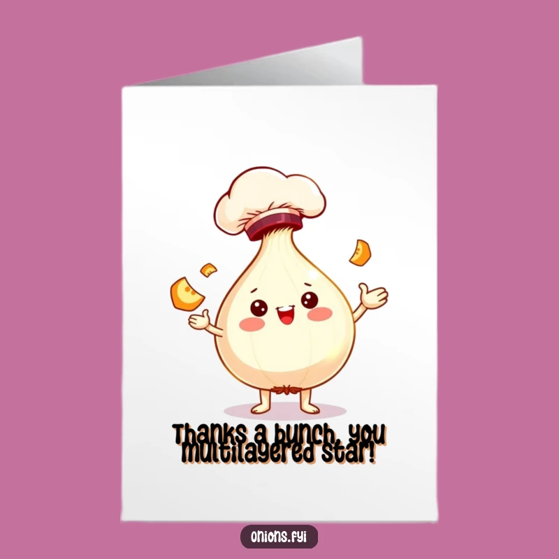 Hilarious Free Printable Thank You Card: Juggling Chef Onion, A Downloadable Gift of Gratitude