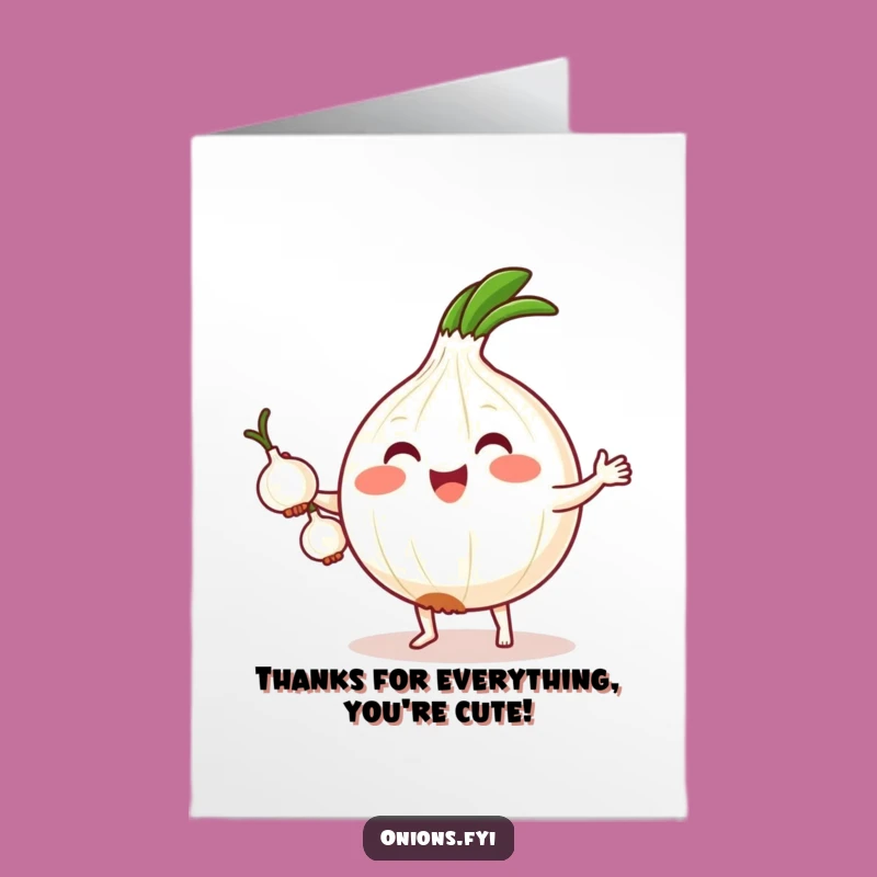 Free Printable Thank You Card: Kawaii Onion Juggling - Funny Downloadable