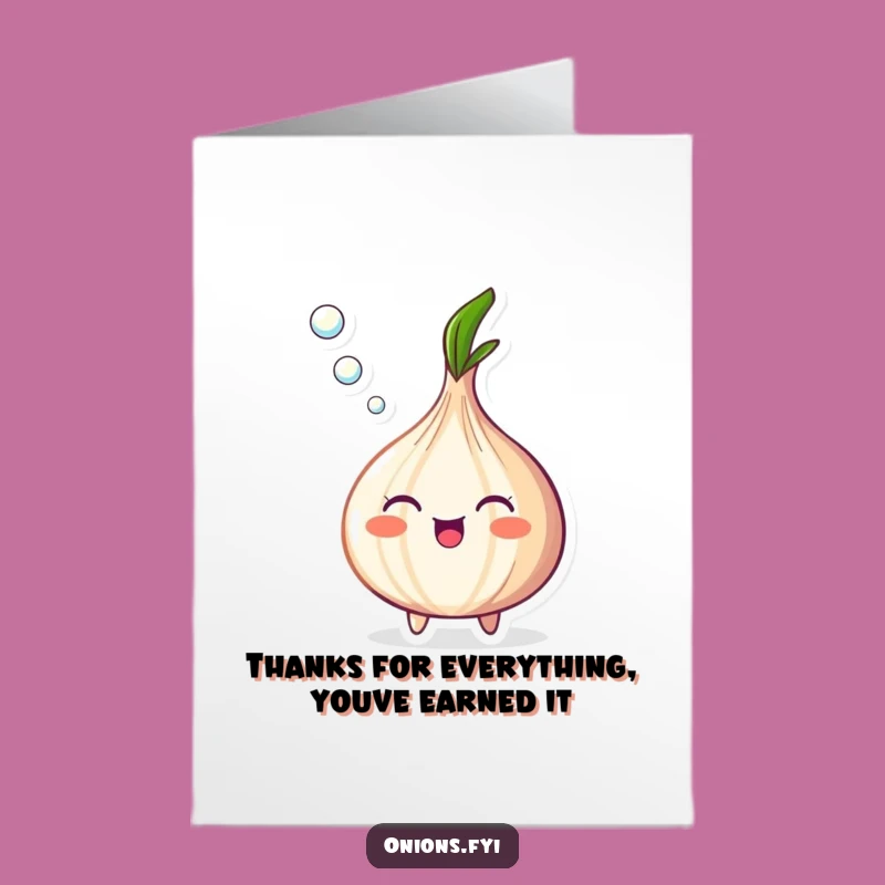 Free Printable Thank You Card: Bubbly Onion Expressing Gratitude Downloadable