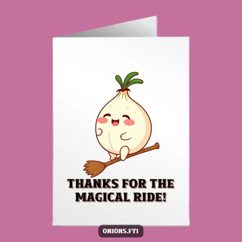 Free Printable Thank You Card: Broom Riding Onion - Funny Downloadable