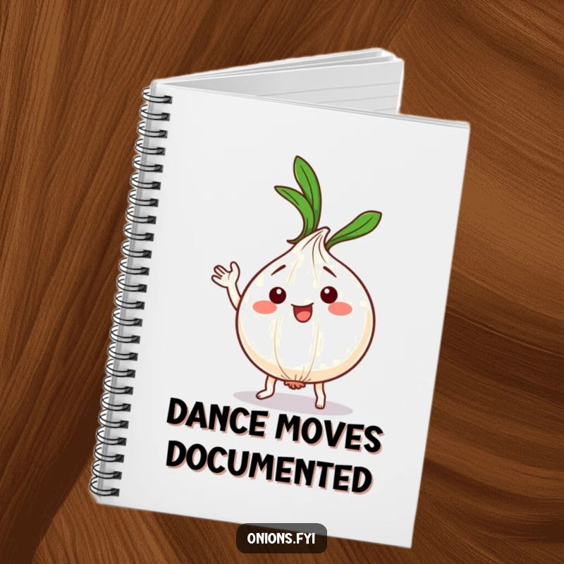 Funny Kawaii Onion Dance Notebook: Adorable onion character dancing silly, leafy top waving, ideal funny gift.