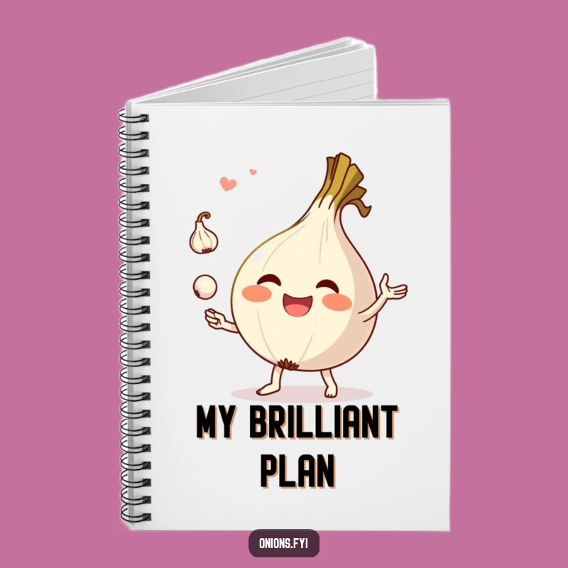 Funny Onion Juggling Garlic Notebook - Hilarious Stationery for Chefs and Food Lovers