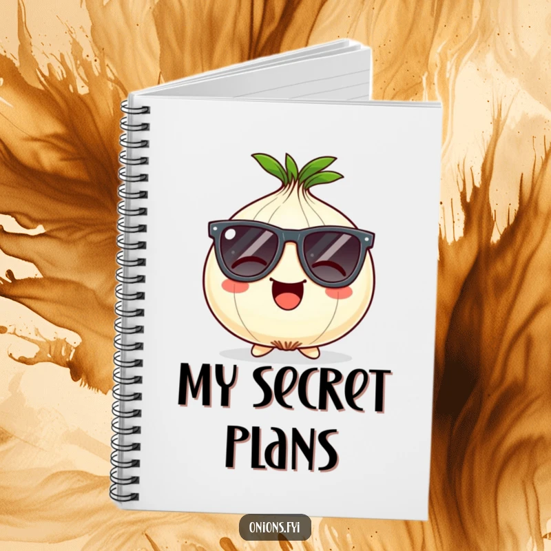 Funny Onion Notebook: Giggling onion character wearing oversized comical sunglasses, ideal for cool notes.