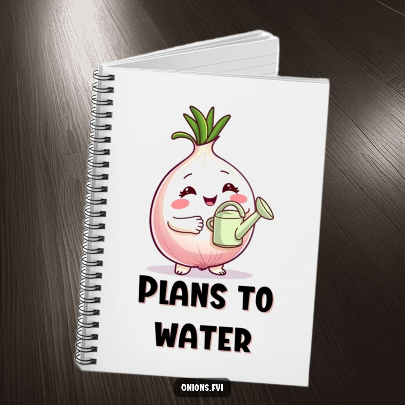 Funny Notebook: Proud onion character holding a tiny watering can, inspiring nurturing thoughts and gardening success. A practical funny gift.