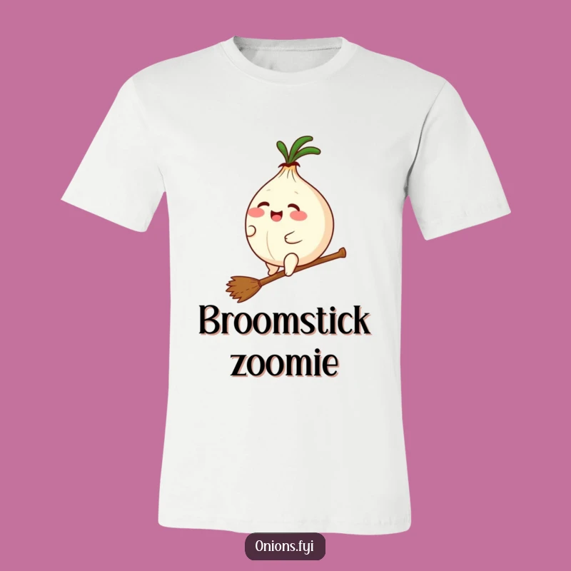 Funny Kawaii Onion Broomstick T-Shirt - Cute & Hilarious Magical Tee!