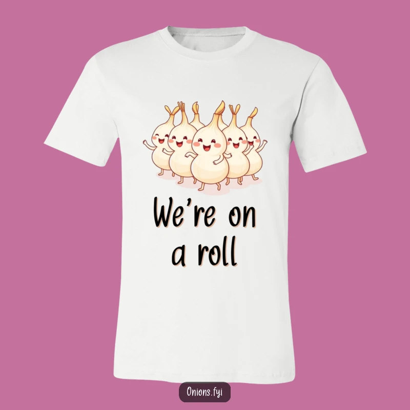 Funny Onion Conga Line T-Shirt - Festive Veggie Dance Tee