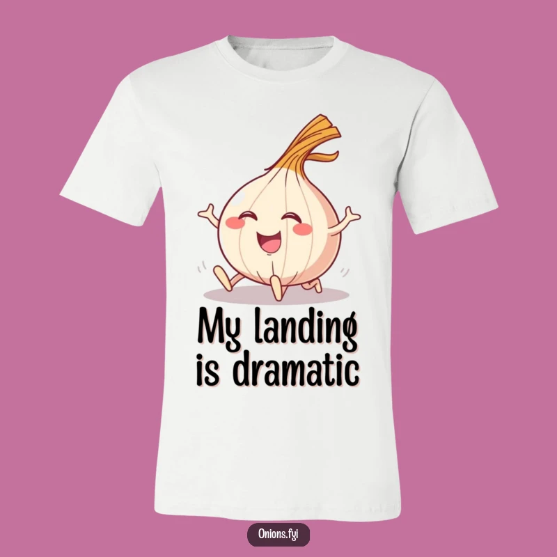 Funny Tripping Onion T-Shirt: Comical Landing Humor Apparel