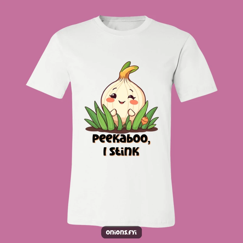 Funny Peeking Onion T-Shirt: Cheerful Garden Grin Tee Funny Gift!