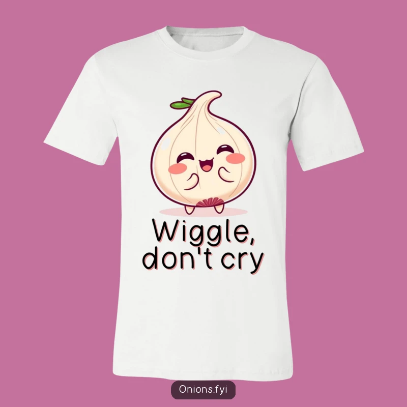 Funny Wiggle Onion Tee: Kawaii Character Humor, Ideal Cute Wear!