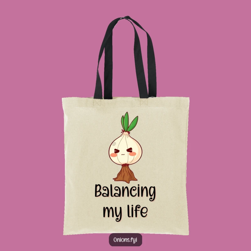 Funny Determined Onion Tote Bag: Resilient Character Carry-All