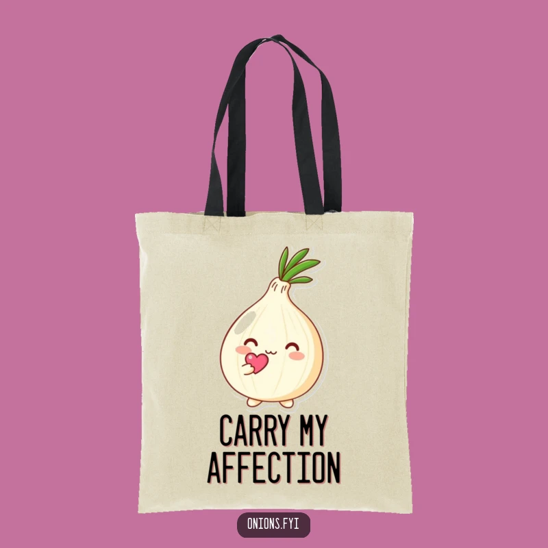 Funny Kawaii Onion Heart Tote Bag: Cute Loving Onion Shopping Bag