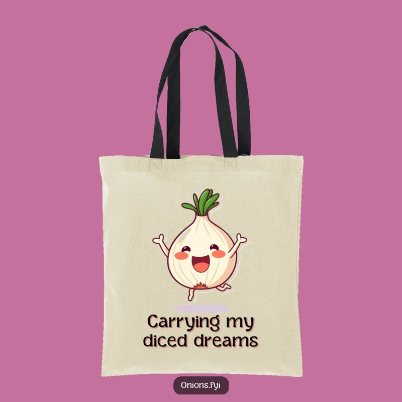 Funny Onion Tote Bag: Joyful Chopped Kawaii Design for Groceries