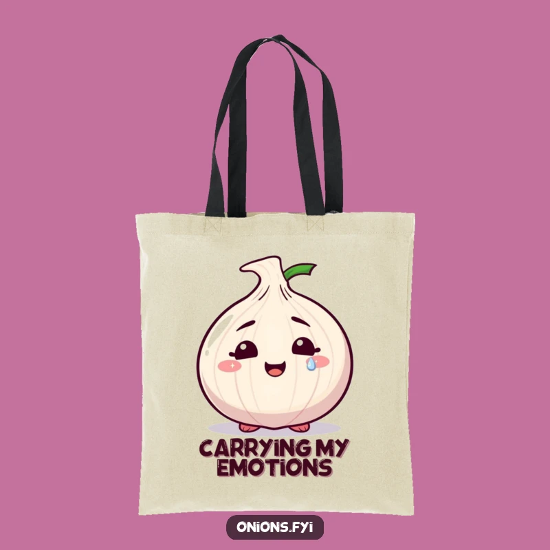 Funny Sparkly Tear Onion Tote Bag: Emotional Character Carry-All