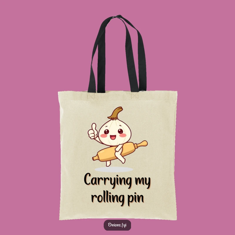 Funny Kawaii Onion Tote Bag: Cute Onion Rolling Pin Shopping Bag Gift