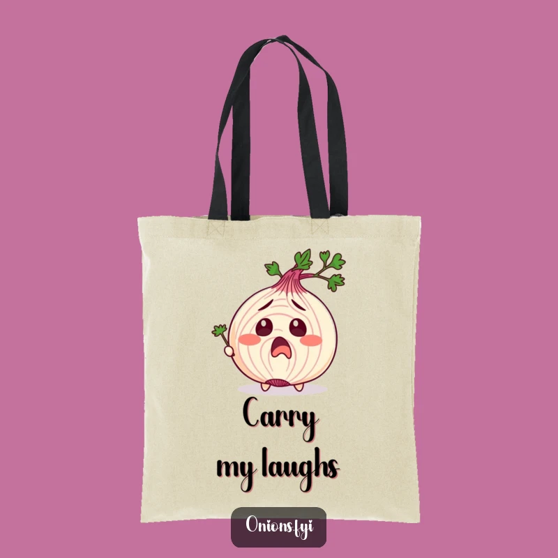 Tickled Onion Tote Bag: Surprised Face, Parsley Fun, Practical Funny Gift